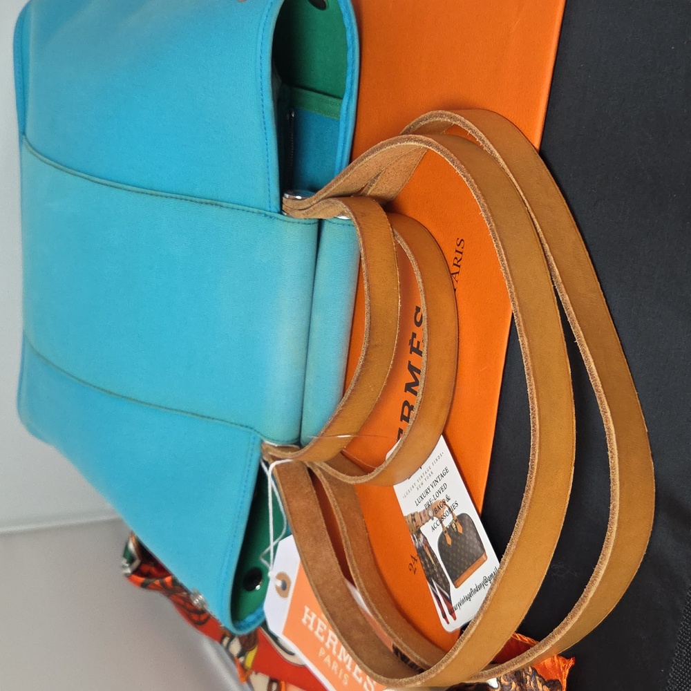 Hermès 2012 Cabas Élan PM Collectable Ltd Production two-tone Color blue/green - Picture 13 of 17